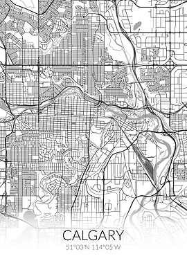 Calgary White Map