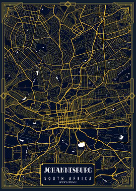 Johannesburg City Map Gold