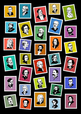 Great composer on stamps