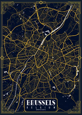Brussels City Map Gold
