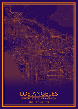 LA Purple and Orange Map