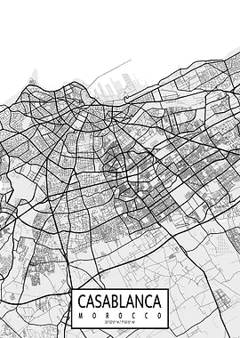 Casablanca City Map Light