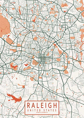 Raleigh City Map Bohemian