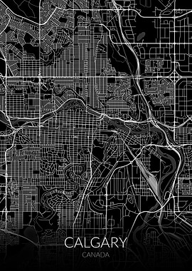 Calgary Map Black