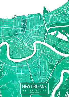 New Orleans Map Watercolor