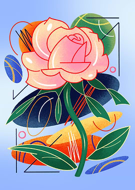 Rose Flower with leaves