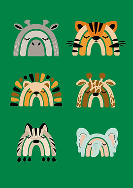 Funny Animals On Green