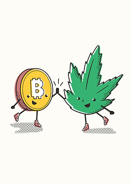 Cute Bitcoin weed kawaii