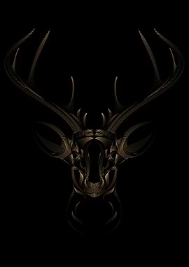 Golden Stag Animal Art