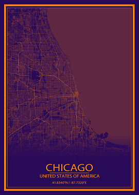 Chicago Purple Orange Map