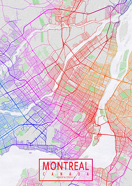 Montreal Map Colorful
