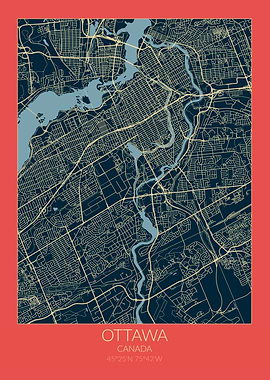 Ottawa Map Red Blue