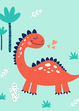Cute Dinosaur Wall Poster