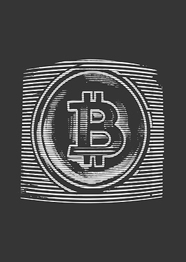 Vintage Bitcoin line art
