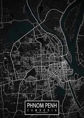 Phnom Penh City Map Dark