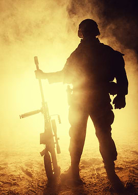 Army sniper with rifle