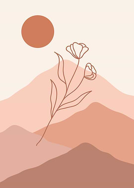 Nature and one line floral