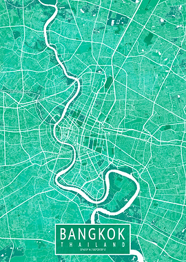 Bangkok Map Watercolor