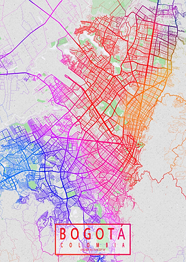 Bogota City Map Colorful