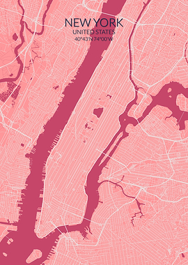 New York Pink Rose Map