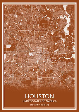 Houston Brown White Map