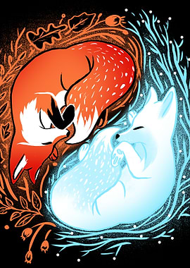 Autumn and winter fox