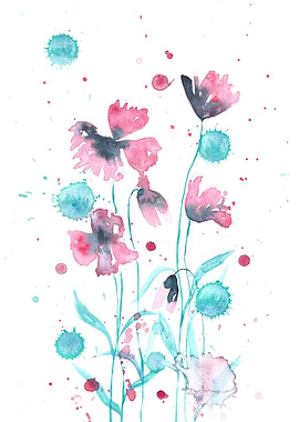 Turquoise and Gray Flowers