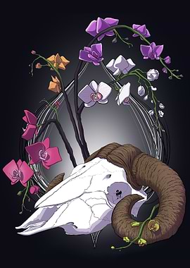 Ram Skull Beneath Orchids