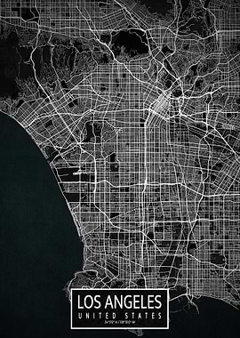 Los Angeles City Map Dark