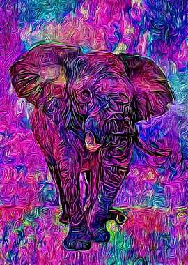 Elephant Safari Violet Art