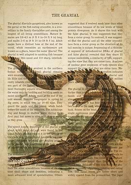 Vintage Gharial Print