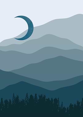 Mountain moon night view