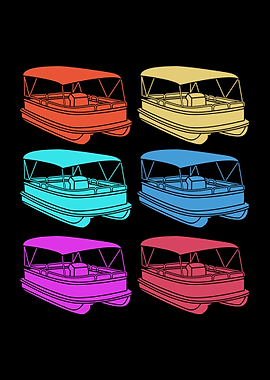Pontoon Boat Boating Retro
