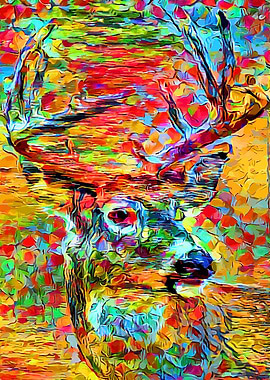 Deer Colorful Painting