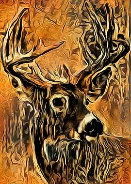Deer Vintage Forest Art