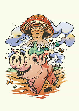 Mushroom bong on pig