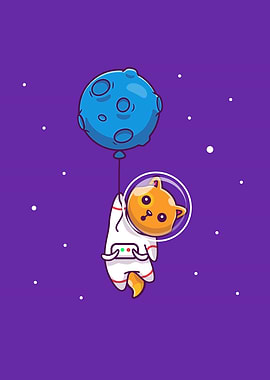 Cute Cat Astronaut Balloon