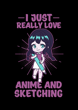 Chibi Anime Girl Sketching