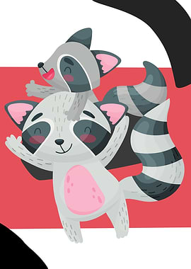 Mother and Baby Racoon