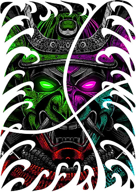 Samurai warrior in ocean