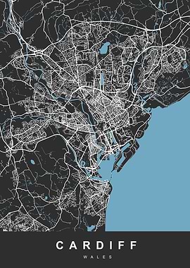 CARDIFF Map WALES UK