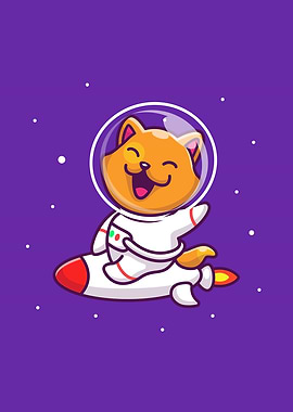 Cute Cat Astronaut Riding
