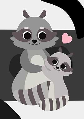 Mother and Baby Racoon