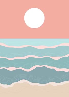 Moon mountain river poster