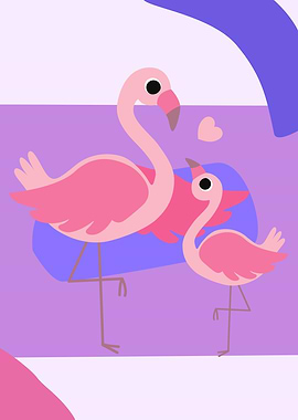 Mother and Baby Flamingo