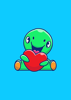 Cute Dinosaur Holding Love