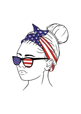 American flag bandana girl