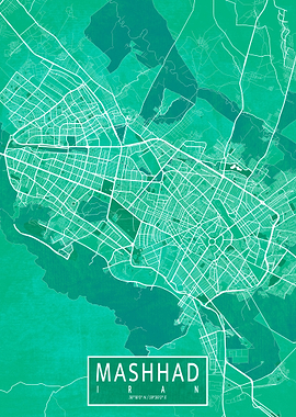 Mashhad Map Watercolor
