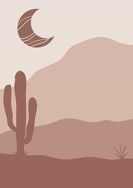 Abstract moon mountain art