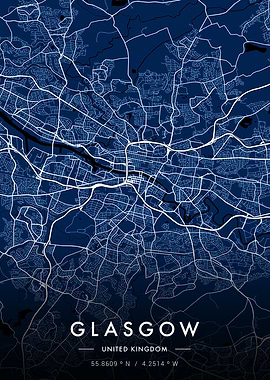 Glasgow City Map Blueprint